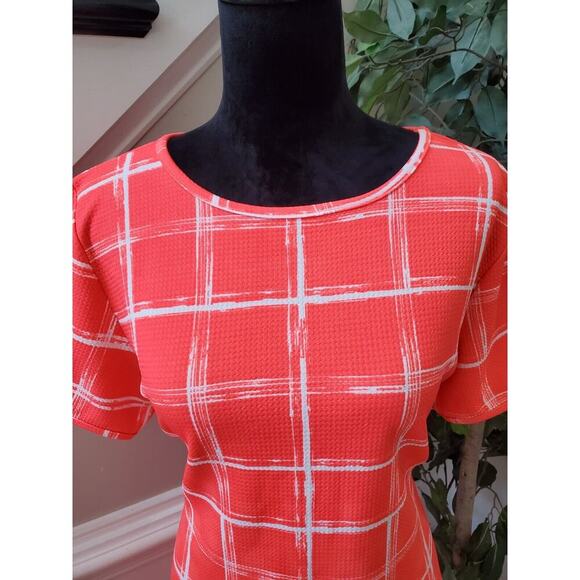 Good Time Women's Orange White Round Neck Short Sleeve Knee Length Dress Size 2X - Picture 6 of 11
